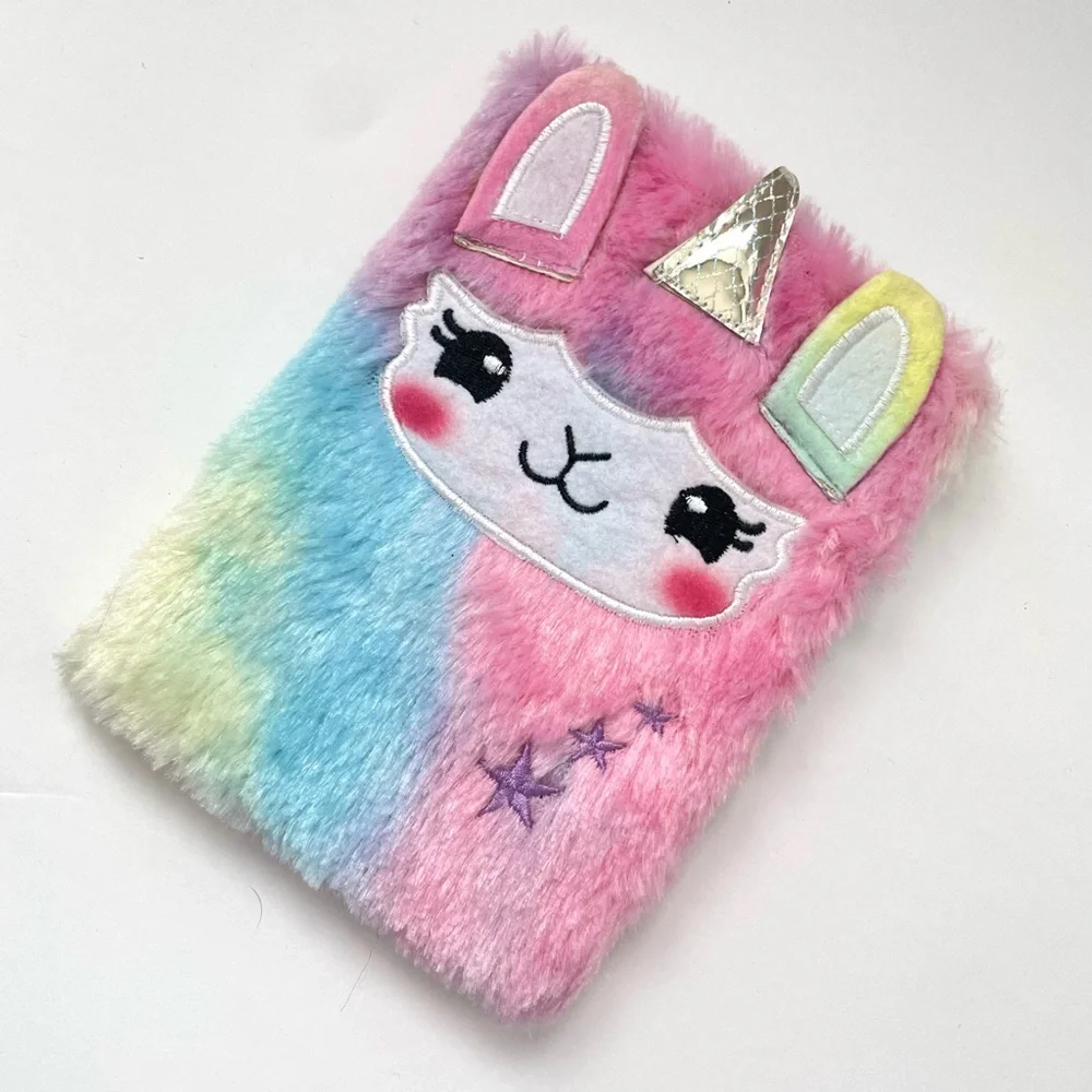 Girls Rainbow Fuzzy Teddy Unicorn Notebook - For Magical Adventures, Gre… - Picture 2 of 7